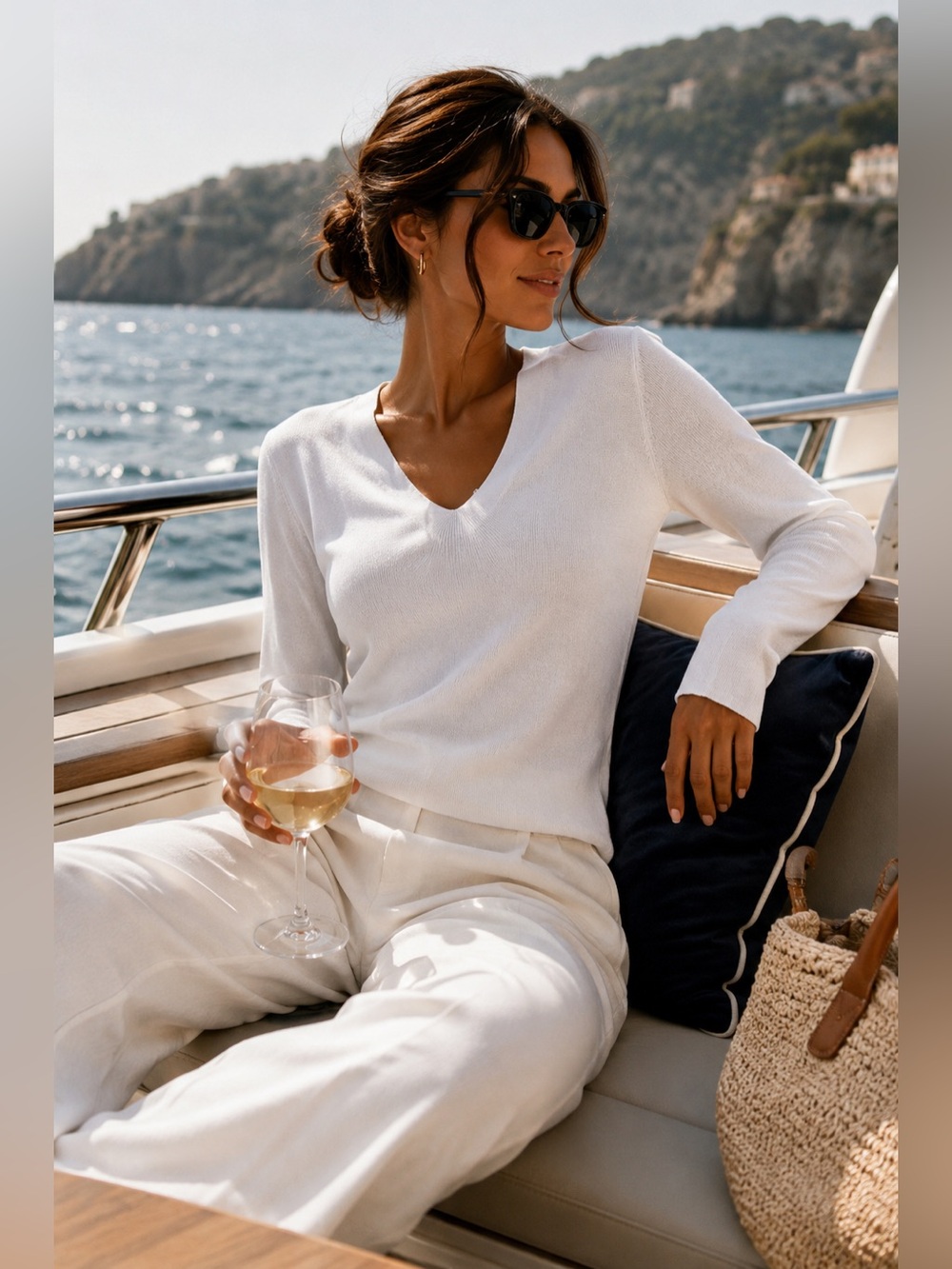 COS Women’s V-Neck Sweater in White